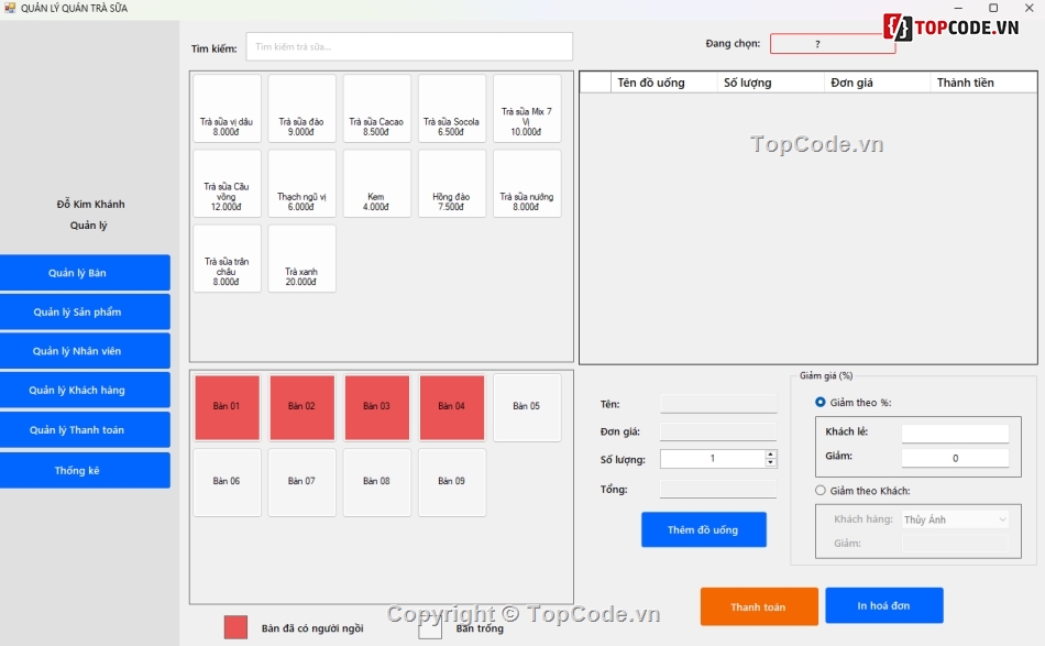 Quản lý quán cafe,Quản lý quán trà,quản lý trà sữa